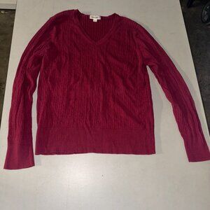 Cherokee Red Cable Knit V-Neck Sweater – Size XL
